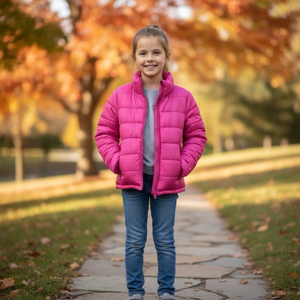 Love Me Now Girls Puffer Jacket – Hot Pink, Size L